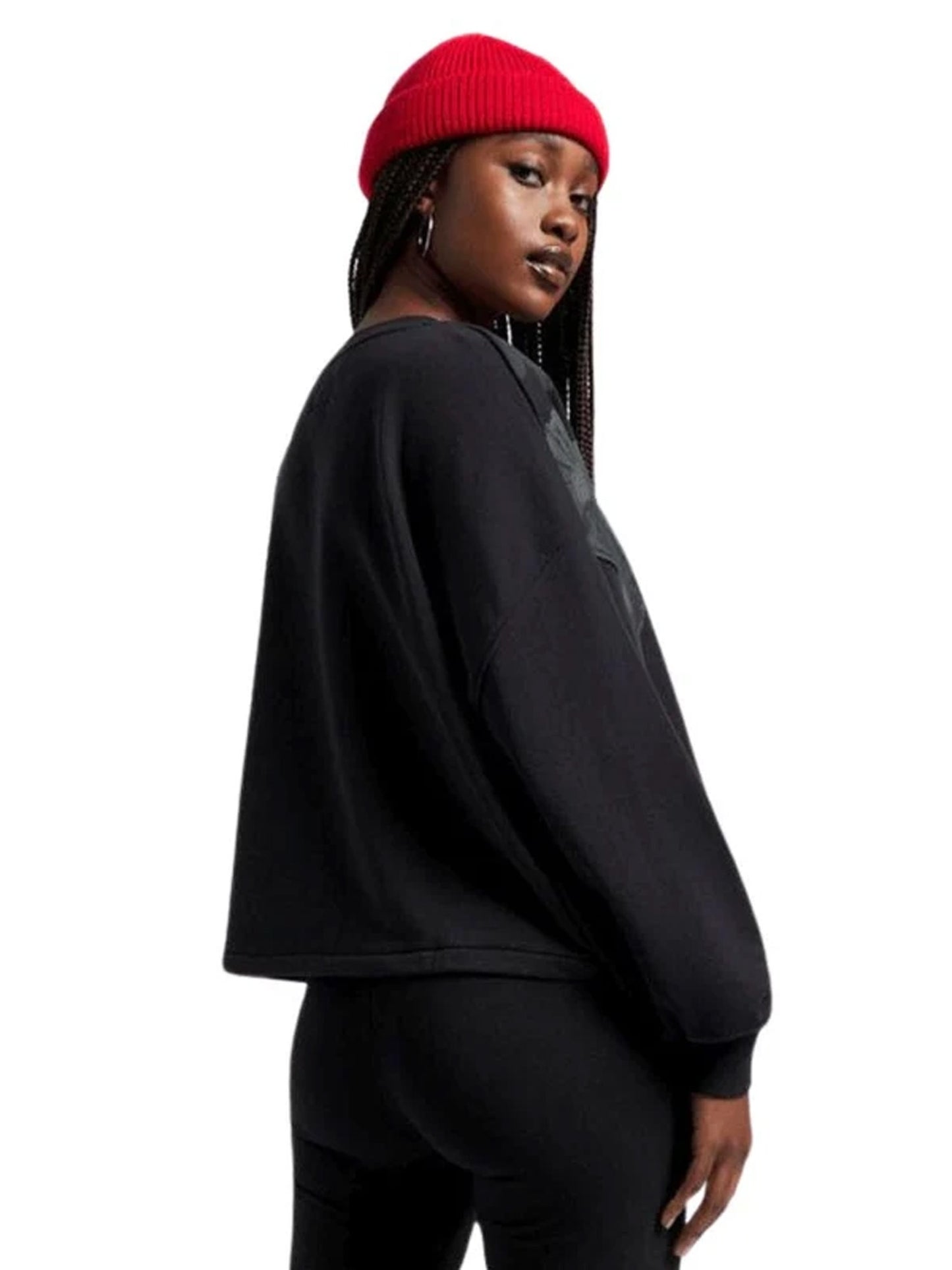 Converse Chuck Patch Printed Cropped Crew - Black