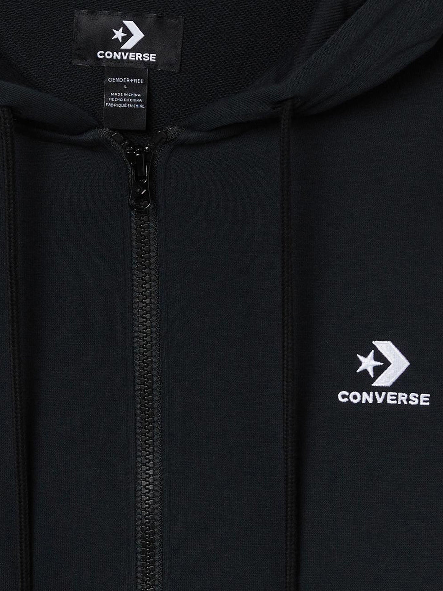Converse Embroidered Full Zip Hoodie - Black