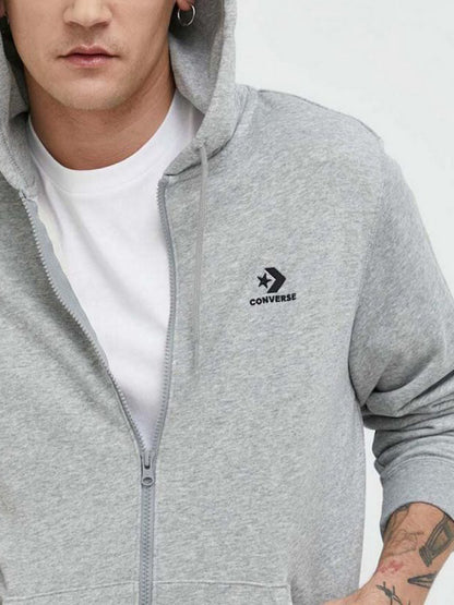 Converse Embroidered Full Zip Hoodie - Grey