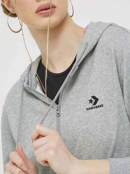Converse Embroidered Full Zip Hoodie - Grey