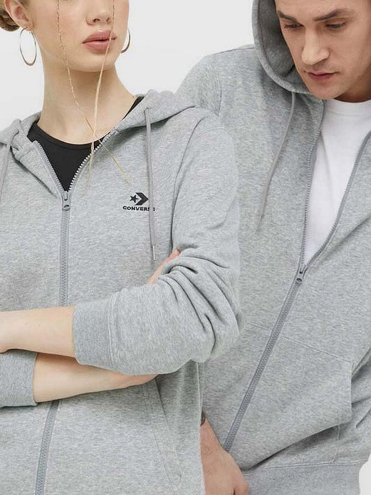 Converse Embroidered Full Zip Hoodie - Grey