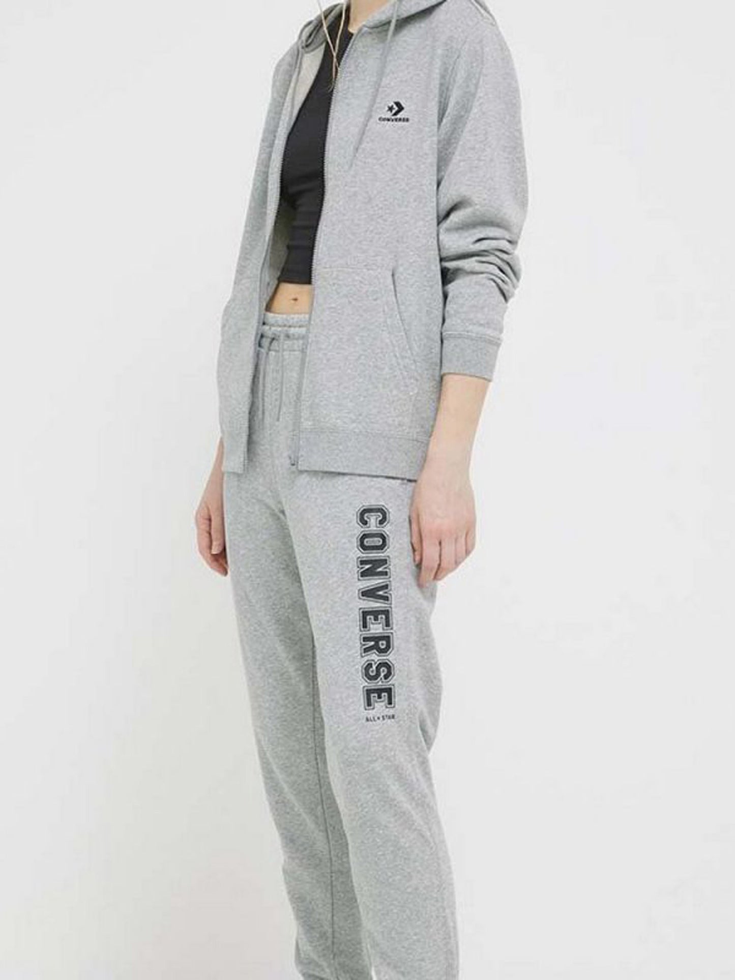 Converse Embroidered Full Zip Hoodie - Grey