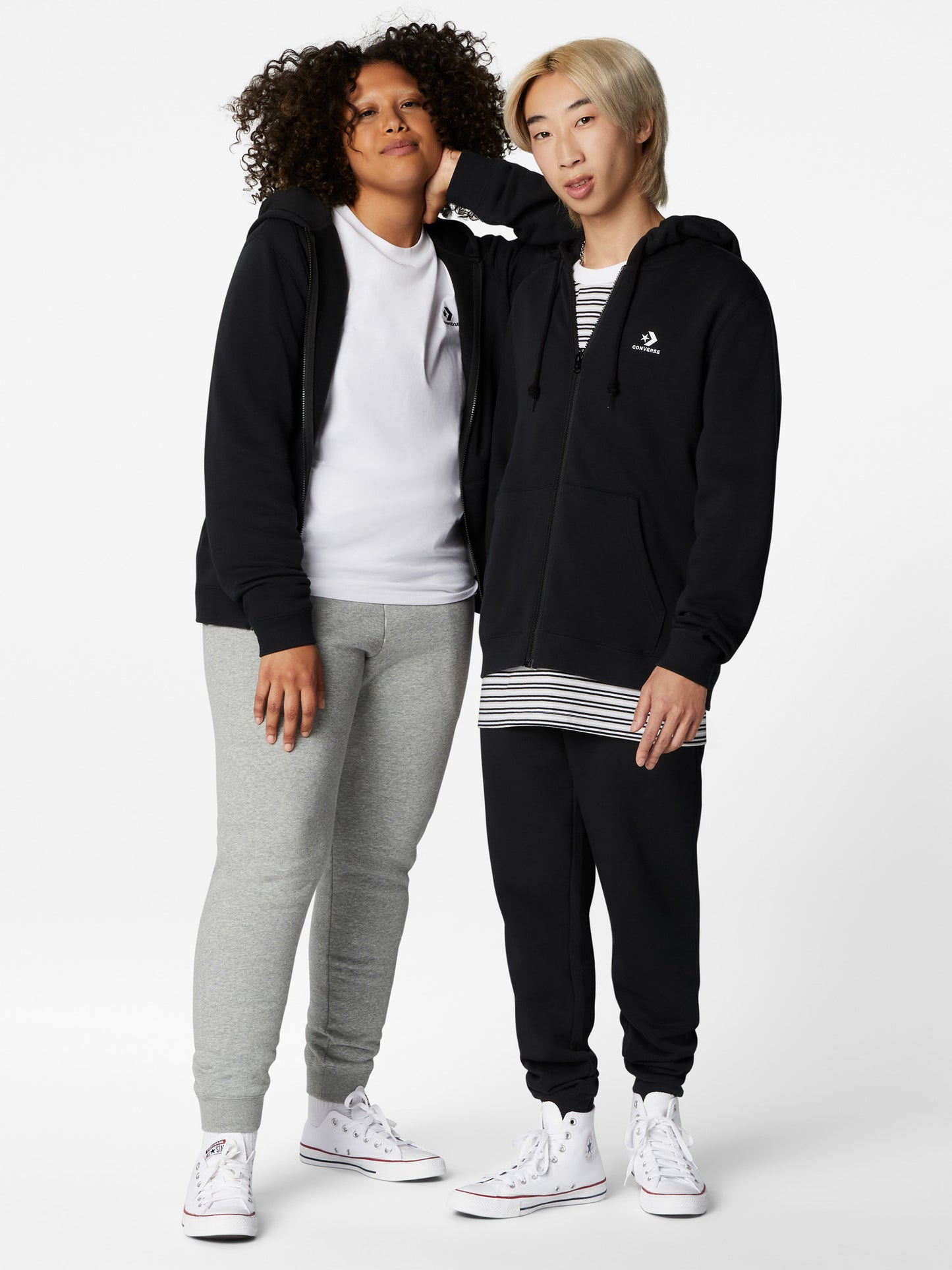 Converse Embroidered Full Zip Fleece Hoodie - Black