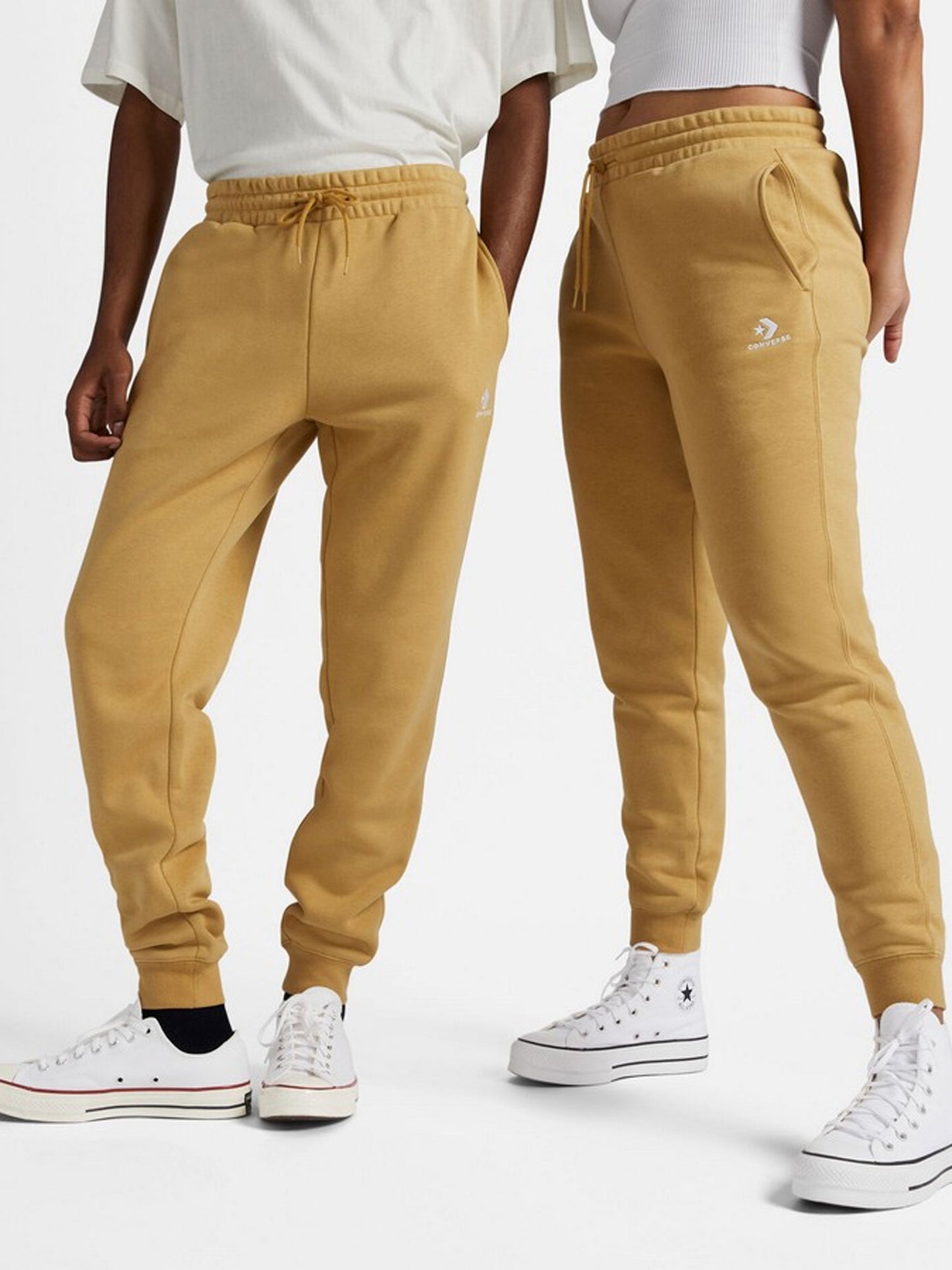 Converse Small Patch Embroidered Fleece Pants - Beige