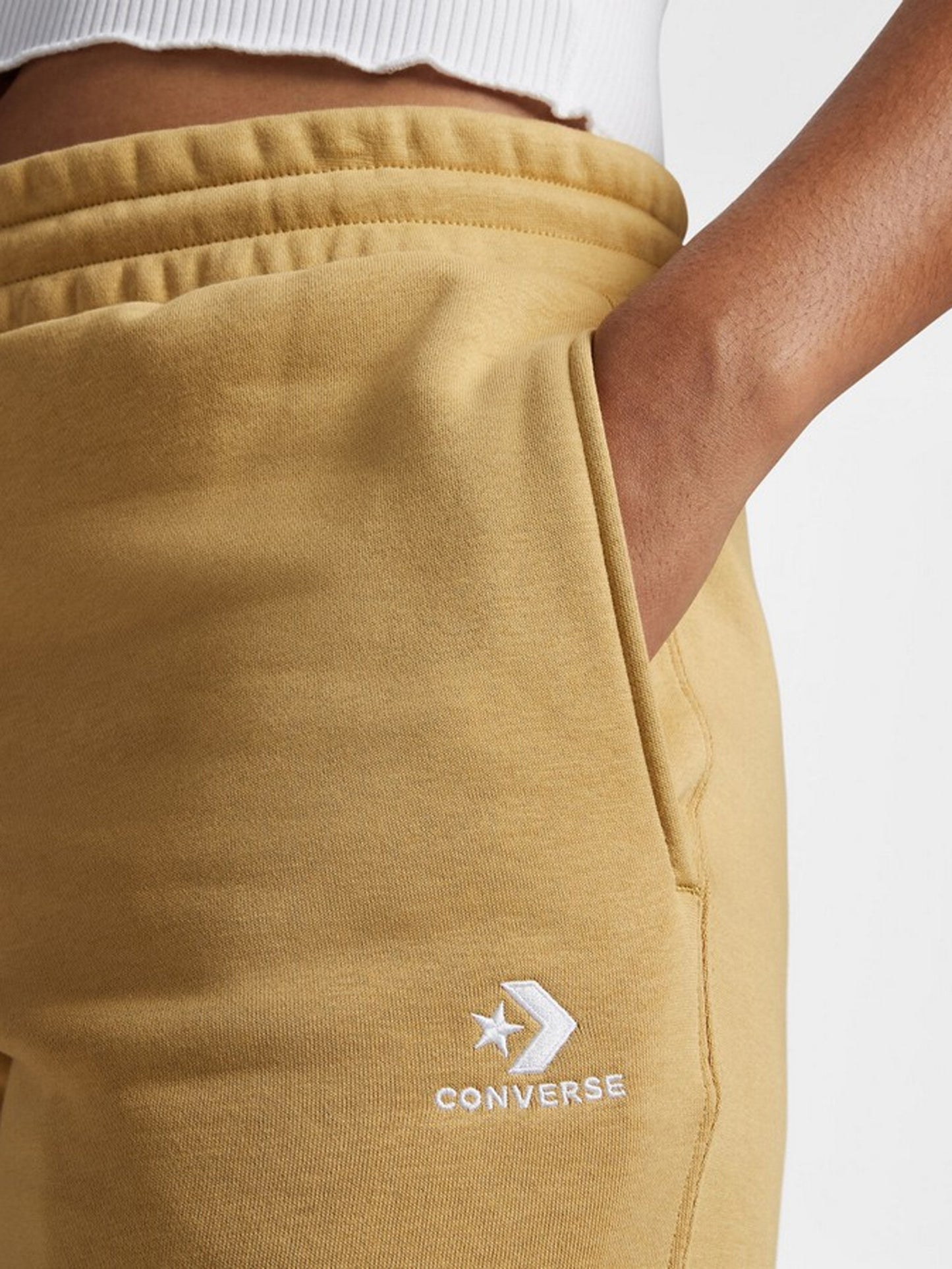 Converse Small Patch Embroidered Fleece Pants - Beige