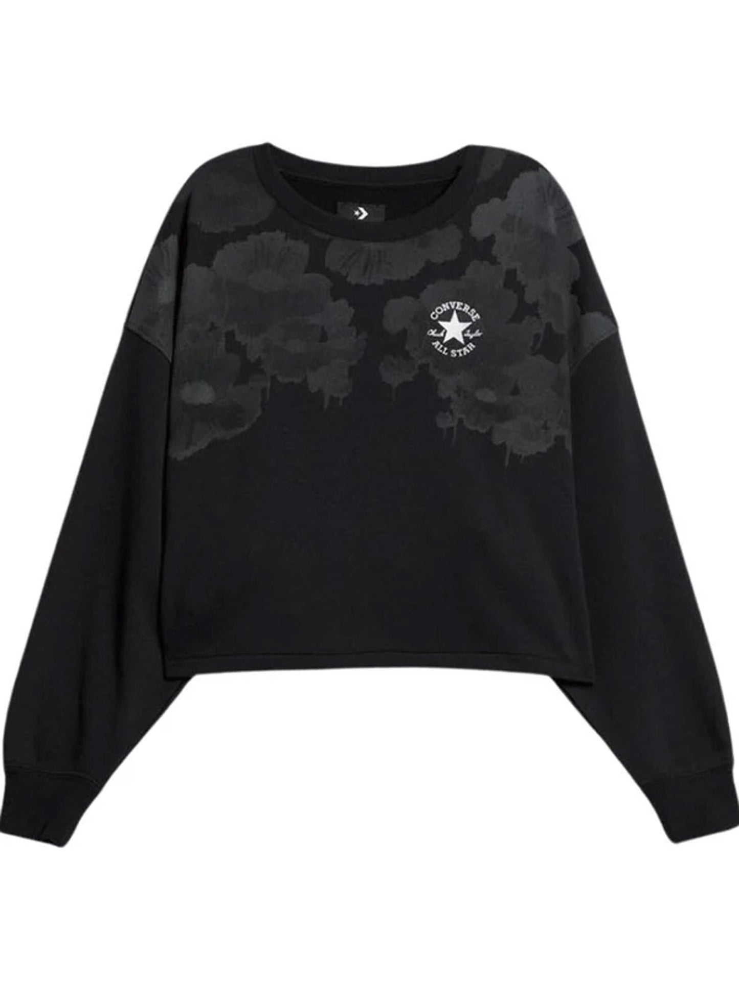 Converse Chuck Patch Printed Cropped Crew - Black