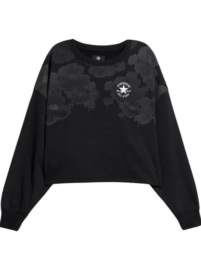 Converse Chuck Patch Printed Cropped Crew - Black