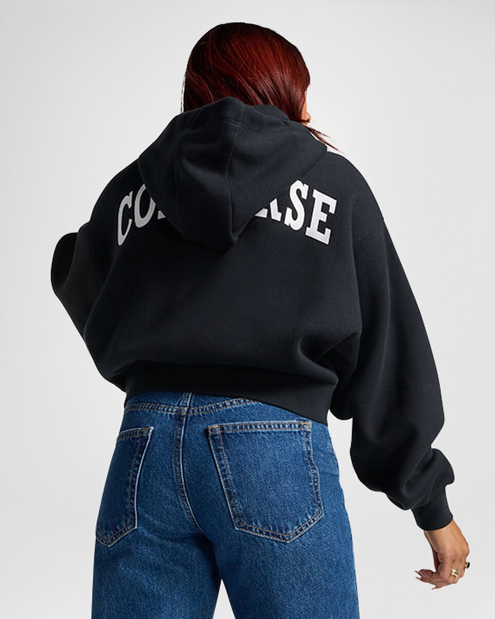 Converse Cropped Retro Chuck Full Zip Hoodie - Black