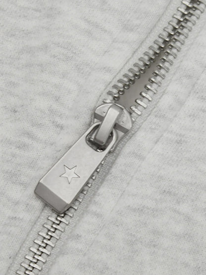 Converse Cropped Retro Chuck Full Zip Hoodie - Grey