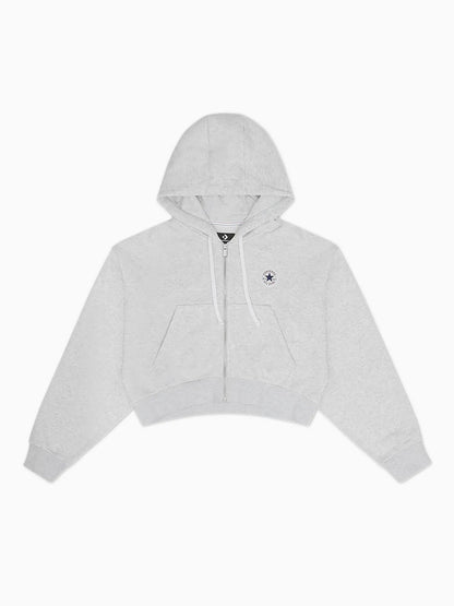 Converse Cropped Retro Chuck Full Zip Hoodie - Grey