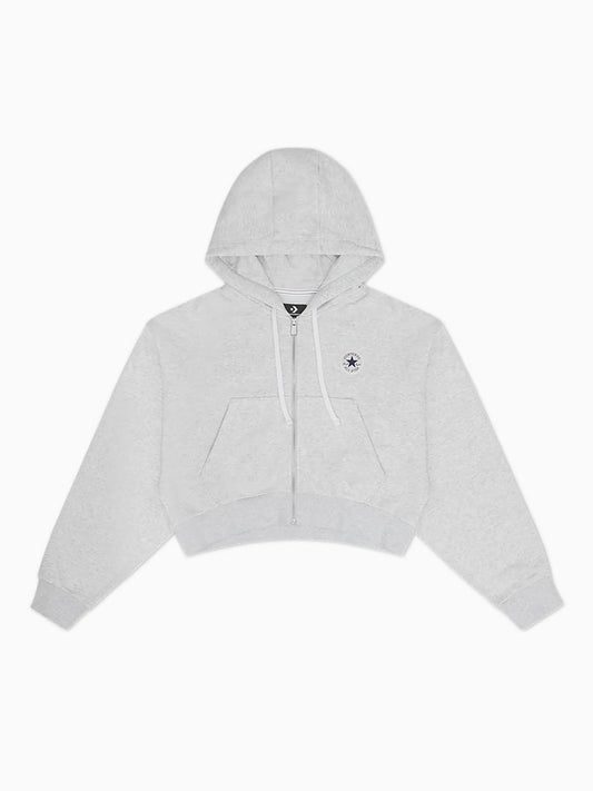 Converse Cropped Retro Chuck Full Zip Hoodie - Grey