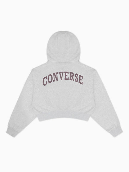 Converse Cropped Retro Chuck Full Zip Hoodie - Grey