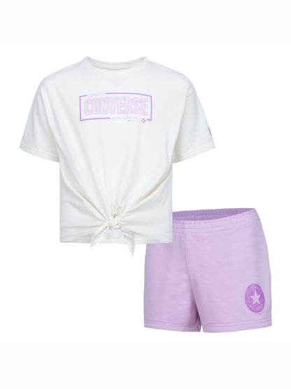 Converse CNVG Tie Front Tee and Short Set