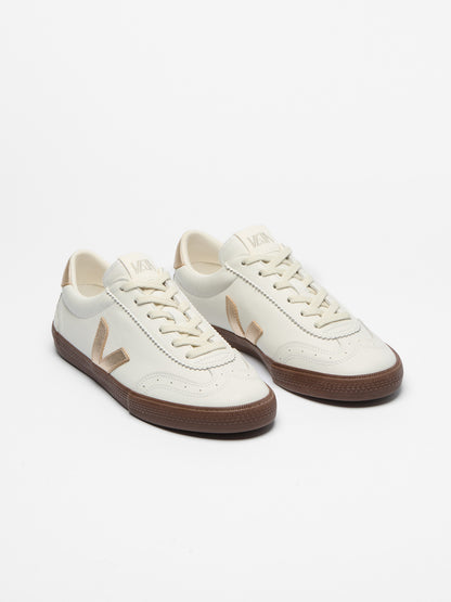 Volley Leather White Platine Bark