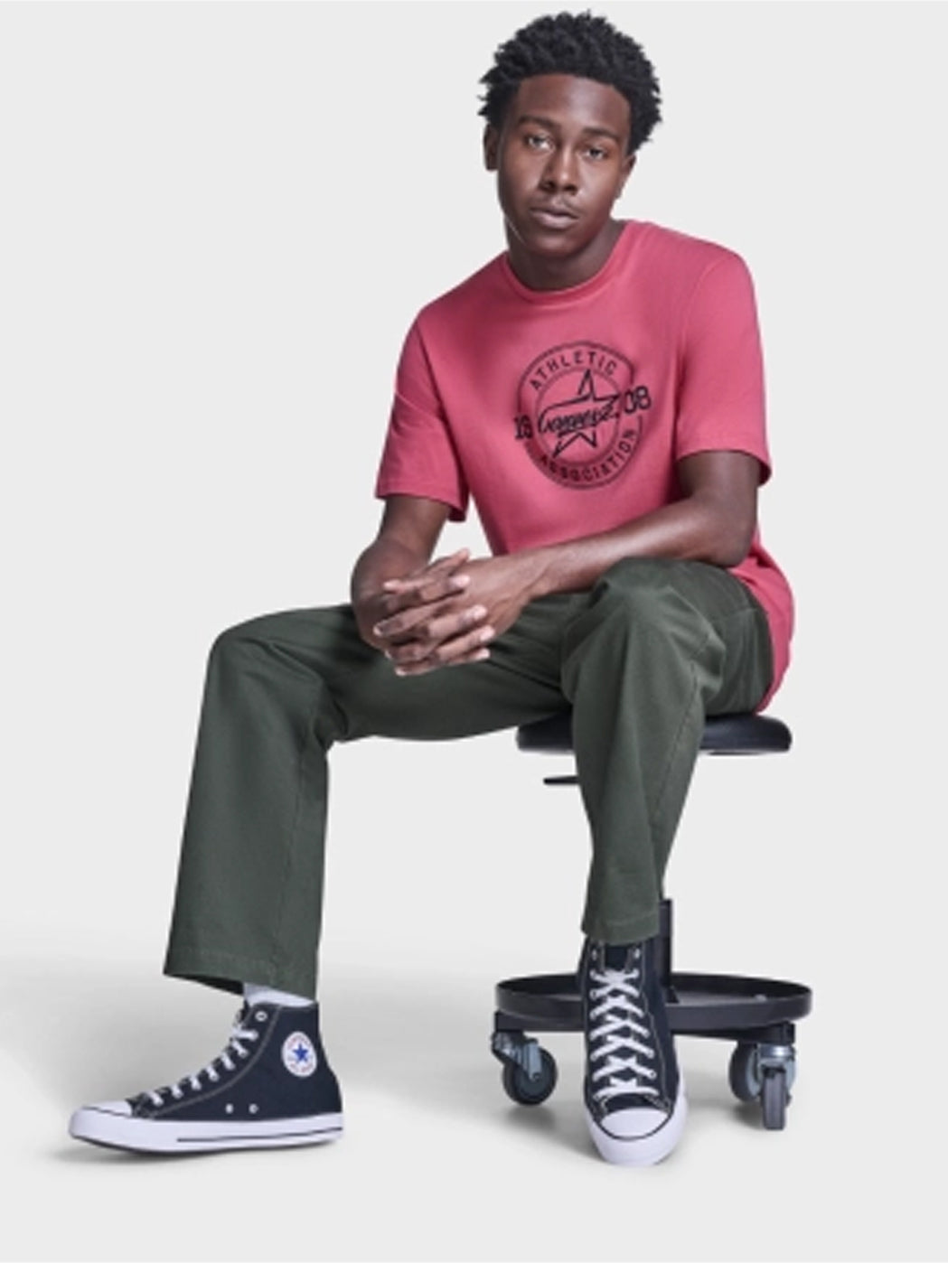 Athletic Front Printed Tee - Rose Cherry
