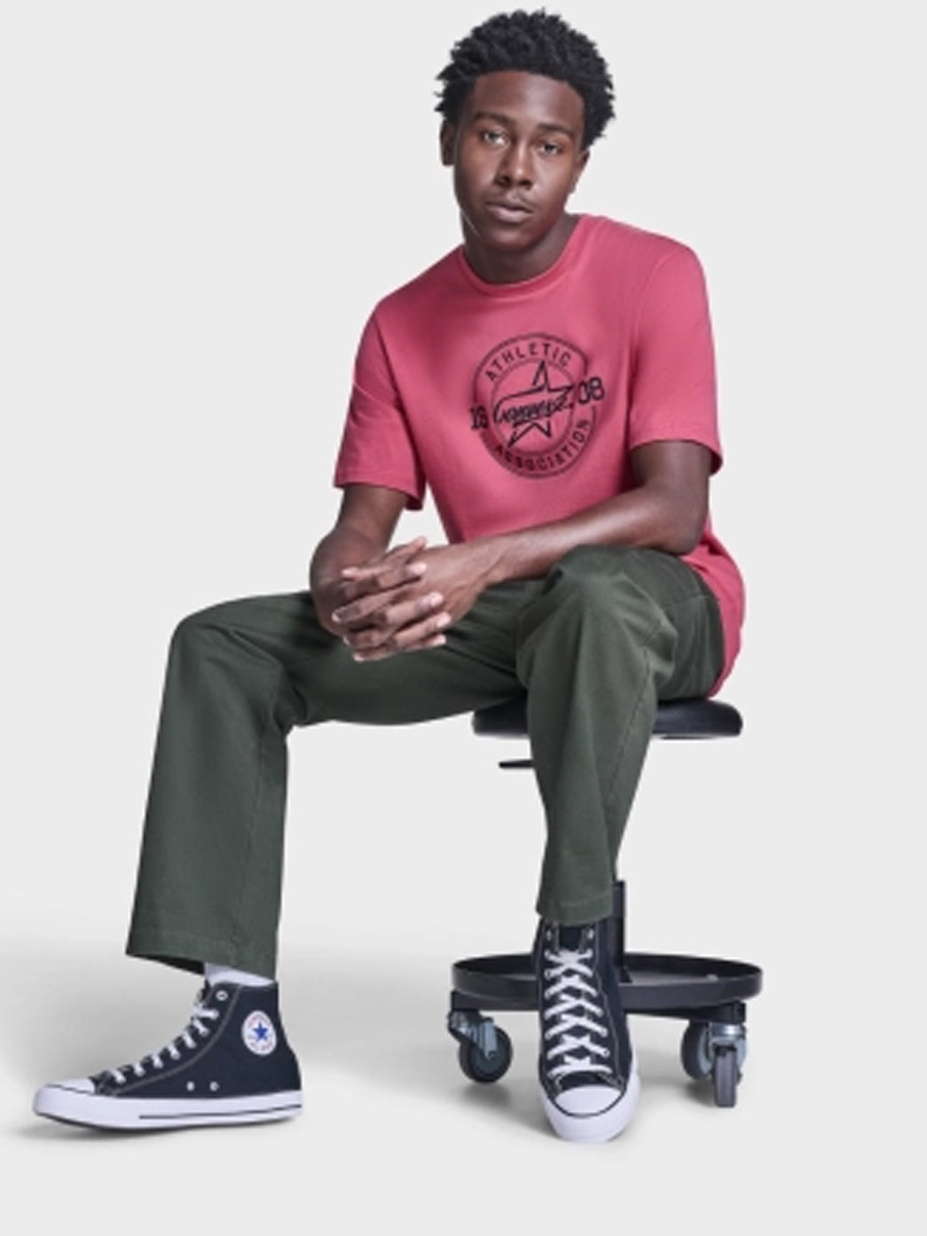 Athletic Front Printed Tee - Rose Cherry