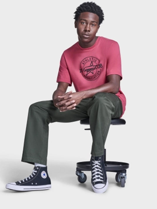 Athletic Front Printed Tee - Rose Cherry