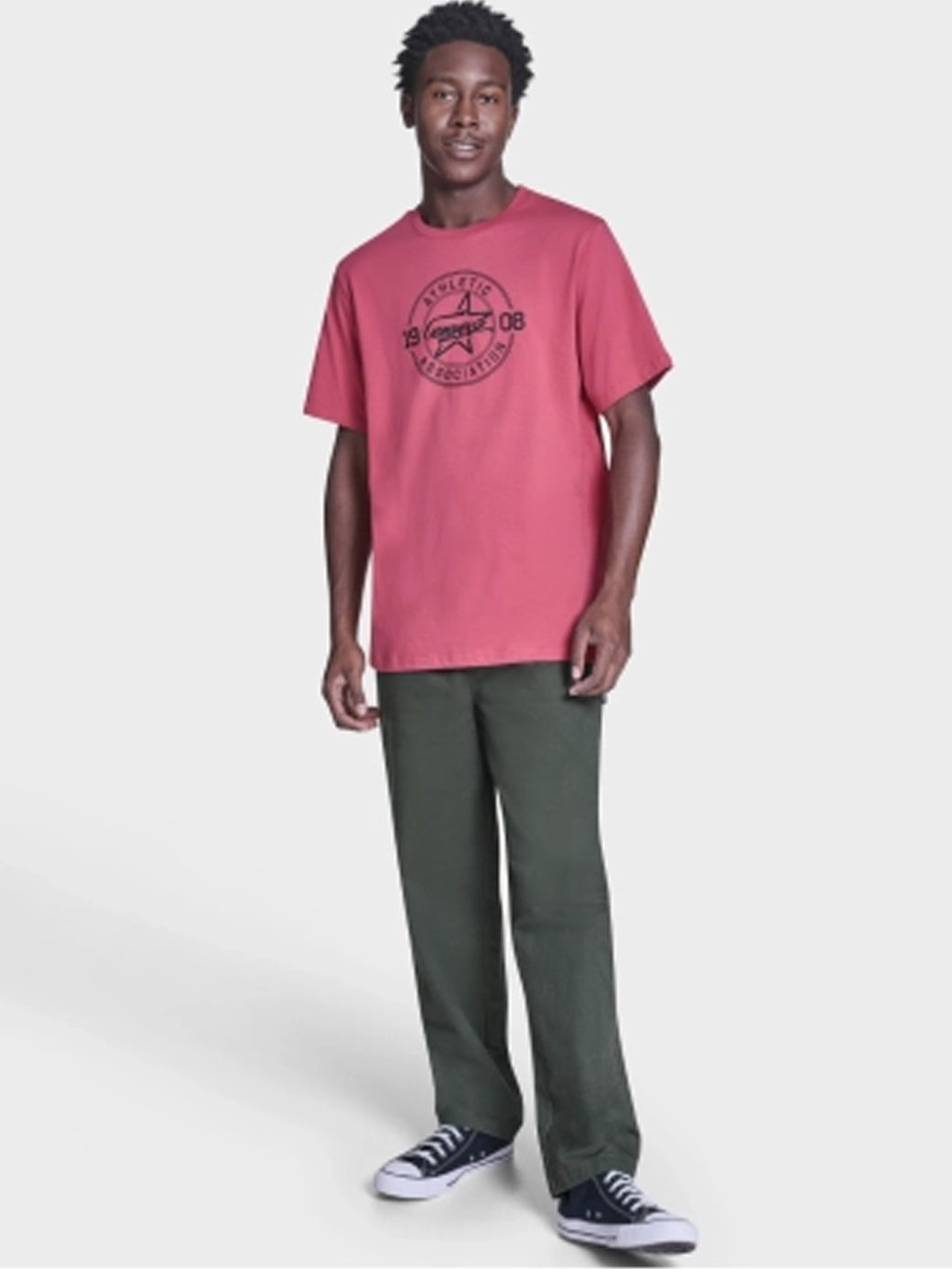 Athletic Front Printed Tee - Rose Cherry