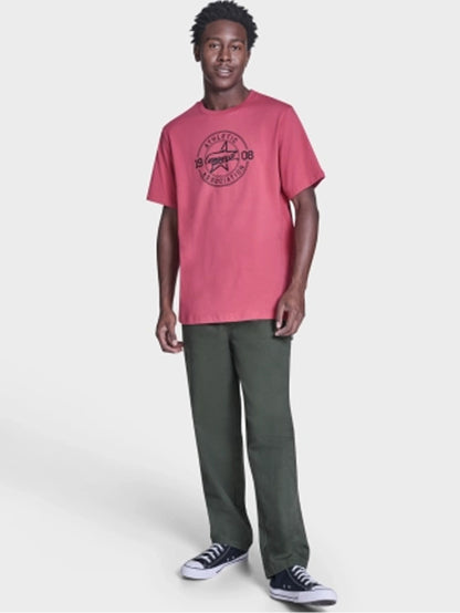 Athletic Front Printed Tee - Rose Cherry